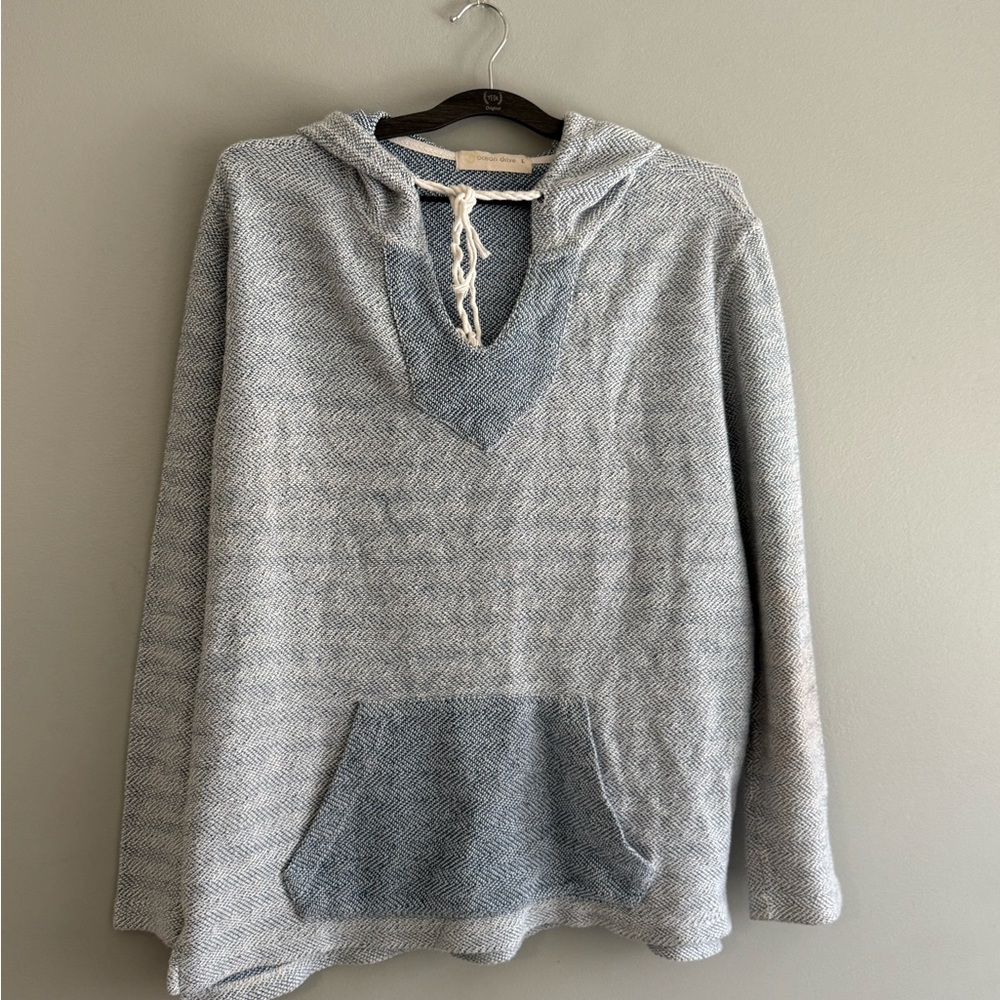 Ocean Drive Blue and White Knit Hoodie